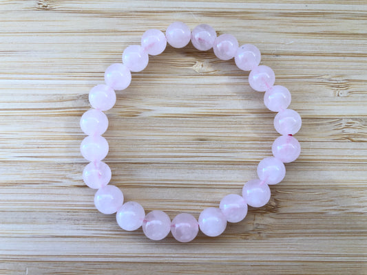 Pulsera de cuarzo rosa de cuentas pulidas, joya de piedra natural de calidad superior para el amor y la armonía, accesorio de litoterapia con minerales auténticos