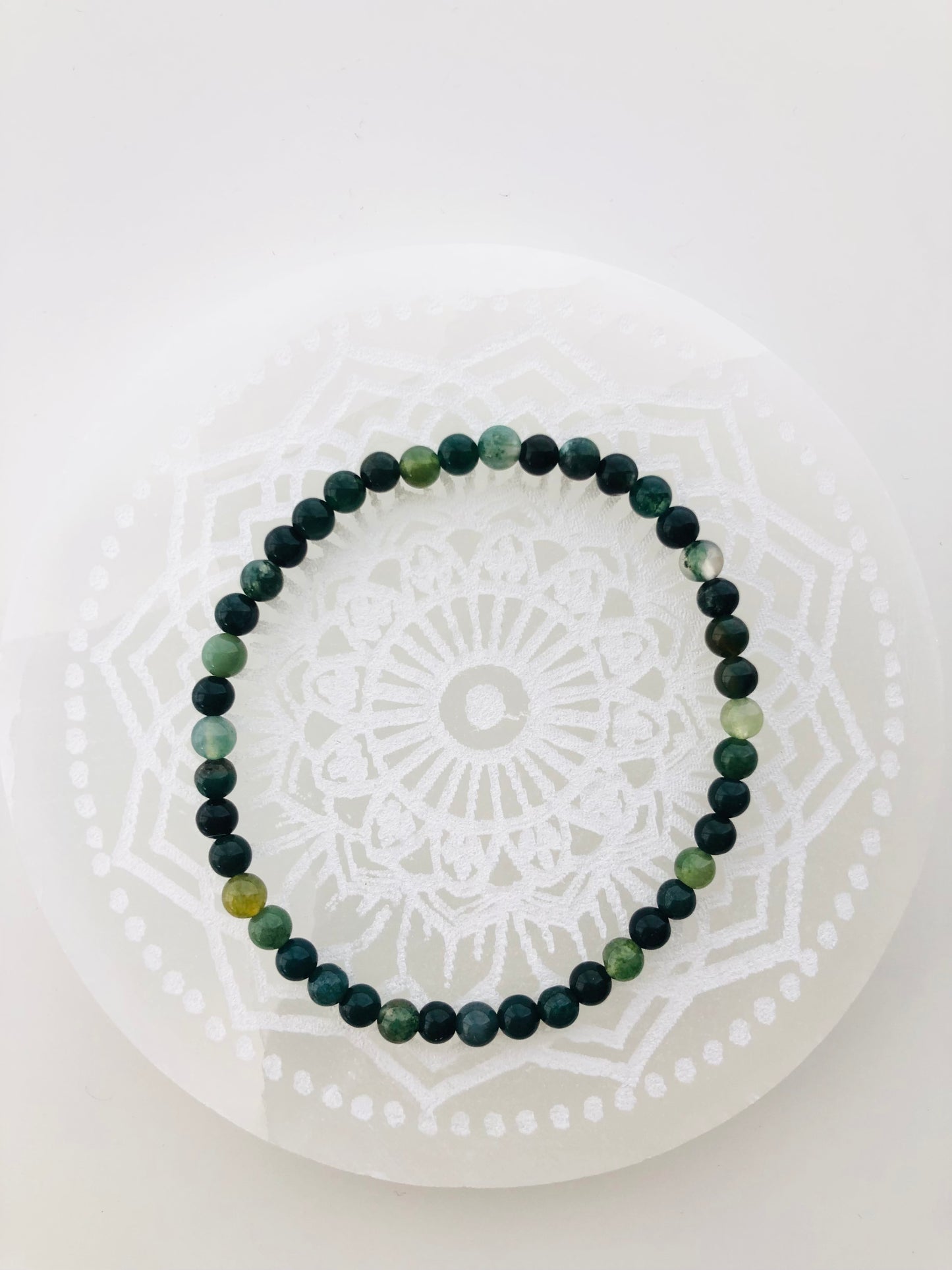 Pulsera de cuentas Ágata musgosa de 4mm
