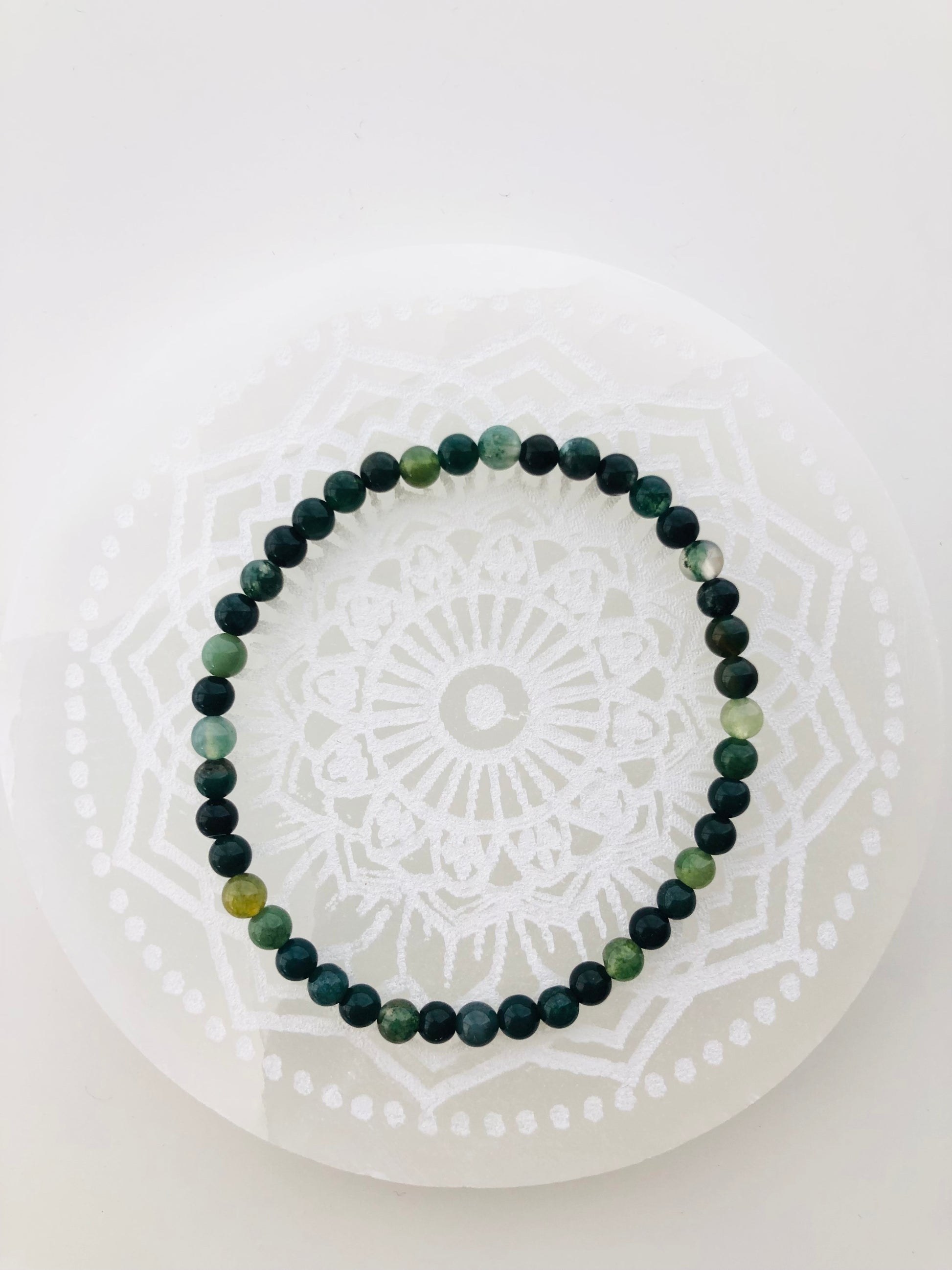 Pulsera de cuentas Ágata musgosa de 4mm