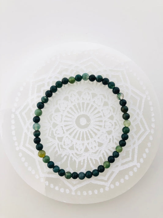 Pulsera de cuentas Ágata musgosa de 4mm