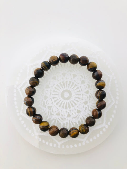 Pulsera de ojo de tigre con cuentas de 8mm