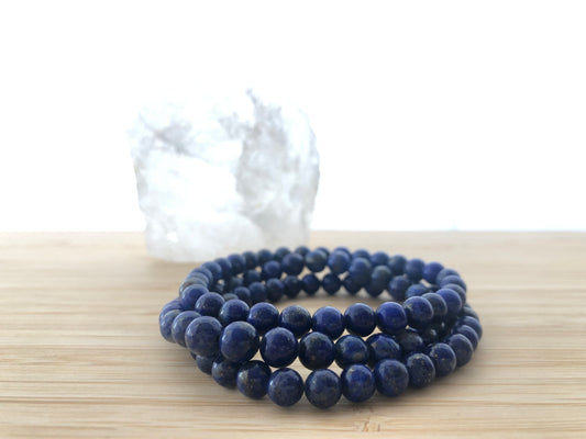 Joyería con propósito: pulsera de lapislázuli natural de 6mm para potenciar la intuición y la paz mental - DrusaLunar.