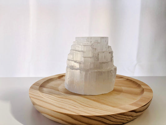 Portavelas cuadrado de selenita de estilo minimalista, cubo de cristal pulido para decoración del hogar y limpieza energética, ideal para velas de té.