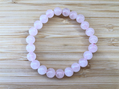 Pulsera de cuarzo rosa de cuentas pulidas, joya de piedra natural de calidad superior para el amor y la armonía, accesorio de litoterapia con minerales auténticos